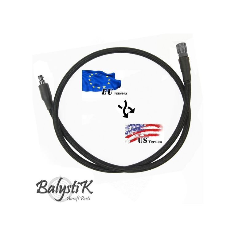 Balystik adapter EU - US 8mm black braided line for HPA regulator